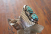 Signed Navajo Elegant Handmade Sterling Turquoise Cuff