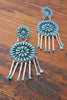X-Large Zuni Turquoise Cluster Dangle Earrings
