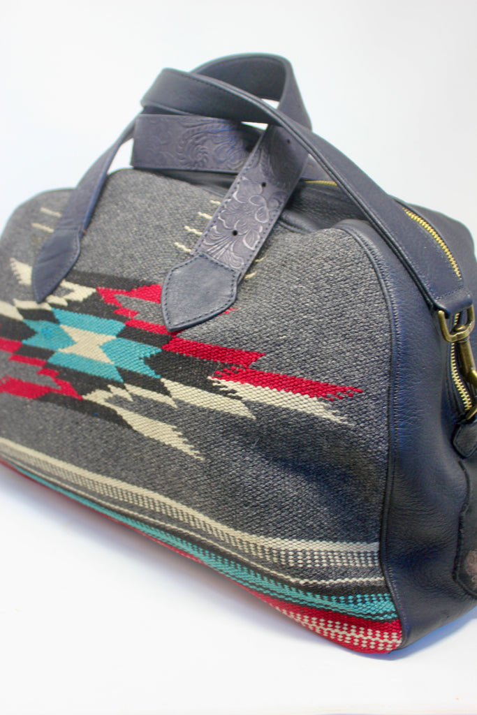 Antique Handwoven Chimayo Honeywood Overnighter Bag