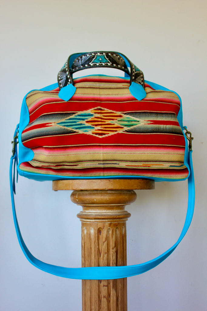 1930s Antique Saltillo Honeywood Overnighter Bag