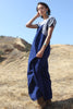 1970s Classic Navy and White Hand Embroidered Oaxacan Maxi Dress