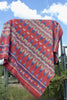Ombre Blue and Red Southwestern Beacon Native Design 1930s Blanket