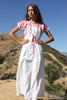 RESERVED 1970s Coral Hand Embroidered Oaxacan Maxi Dress
