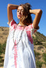 RESERVED 1970s Coral Hand Embroidered Oaxacan Maxi Dress
