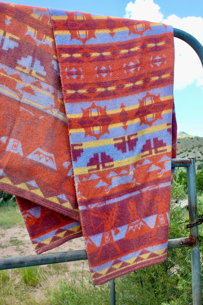 Native American Design Beacon 1930s 40s Southwestern Trade Camp Blanket