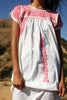 RESERVED 1970s Coral Hand Embroidered Oaxacan Maxi Dress