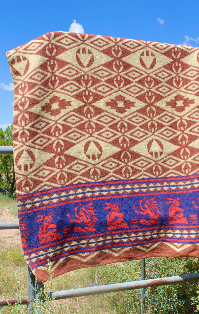 Rare 1930s Native Southwestern Beacon Blanket Seated Indians