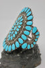 Large Zuni Turquoise and Sterling Cluster Cuff Mid Century