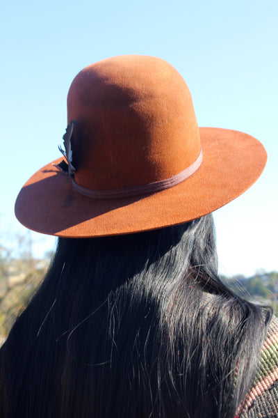 “M” Pure Beaver Lone Hawk WIDE Brim with Antique Native American Hand Beaded Bamd