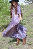 1970s Zodiac Silk Bohemian Block Print Maxi Dress