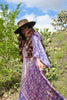 1970s Zodiac Silk Bohemian Block Print Maxi Dress