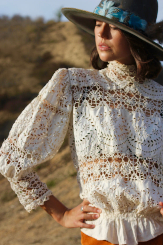 Antique Victorian Crochet and Eyelet Blouse