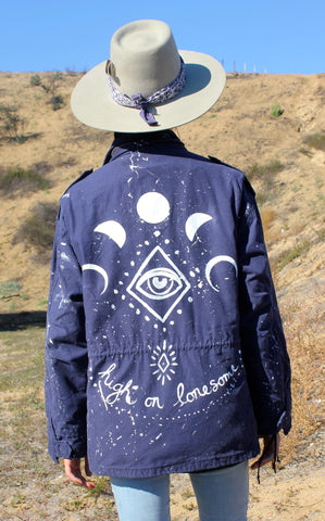 "High on Lonesome" Rustic Threads Hand Painted Vintage Military Jacket