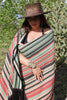 Early Century Hand Woven Wool Southwestern Shawl with Silk Fringe