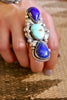 Navajo Exquisite X-Large Turquoise and Lapis Ring by Abel Toledo
