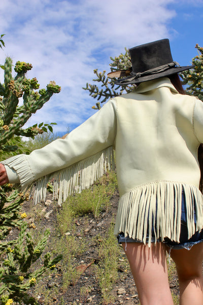 Handmade Deerskin Western Artisan Jacket Hand Drawn Flowers and Fringe –  Honeywood