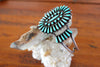 Old Pawn Mid Century Petite Point Native American Turquoise Cuff
