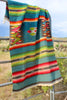 Dazzling and Vibrant  Vintage Hand Woven Mexican Blanket 1940s