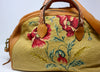 Antique Needlepoint Poppies and Deerskin Handmade Honeywood OverNighter Bag
