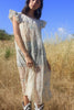 1920s Organza Flutter Sleeve Embroidered Dress