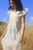 1920s Organza Flutter Sleeve Embroidered Dress