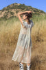 1920s Organza Flutter Sleeve Embroidered Dress
