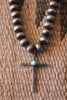 Native American Sterling Cross Choker Bench Stamped Beads