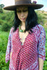 "Bordeaux" Vintage 1970s Adini style Indian Block Print Gauze Dress