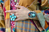 STUNNING X-Large Navajo Turquoise Cluster Ring