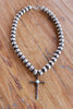 Native American Sterling Cross Choker Bench Stamped Beads