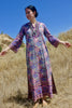"The Bohemian Hostess" 1970s Block Print Mirrored Maxi Dress