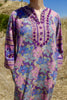 "The Bohemian Hostess" 1970s Block Print Mirrored Maxi Dress