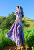 1970s Zodiac Silk Bohemian Block Print Maxi Dress
