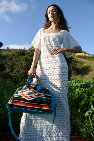 1970s Handmade Cotton Crochet Maxi Dress