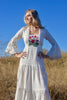 "The Rhiannon" 1970s Hand Embrodiered Cheese Cloth Goddess Maxi Dress