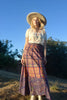 1970s indian maxi block print wrap skirt