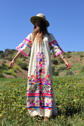 "Insane!" Vintage Hand Embroidered Maxi Dress