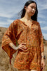 Burnt Orange 1970s Handwoven Indian Block Print Tunic Size Medium