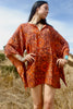 1970s Handwoven Indian Block Print Tunic Size Medium Burnt Orange and Eggplant