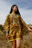 1970s Handwoven Indian Block Print Tunic Size Large Goldenrod Paisley