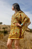 1970s Handwoven Indian Block Print Tunic Size Large Goldenrod Paisley
