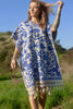 "Poncho Azul" Handmade Mexican Embroidered Poncho Circa 1970s