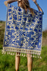 "Poncho Azul" Handmade Mexican Embroidered Poncho Circa 1970s