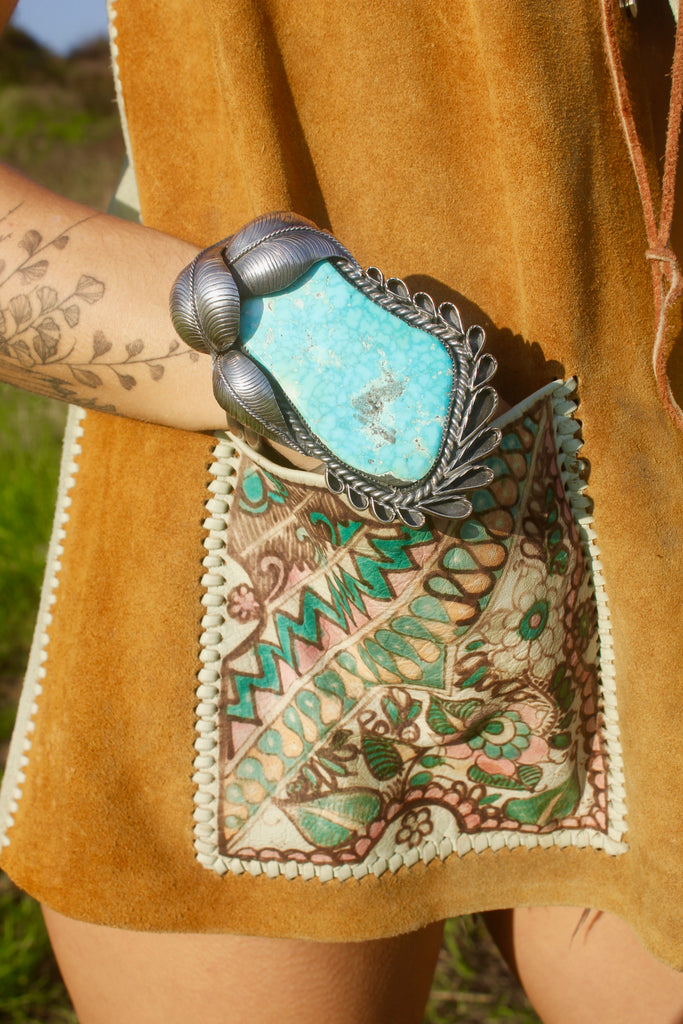 Breathtaking and RARE Exceptional and Huge Old  Navajo Turquoise Cuff Bracelet