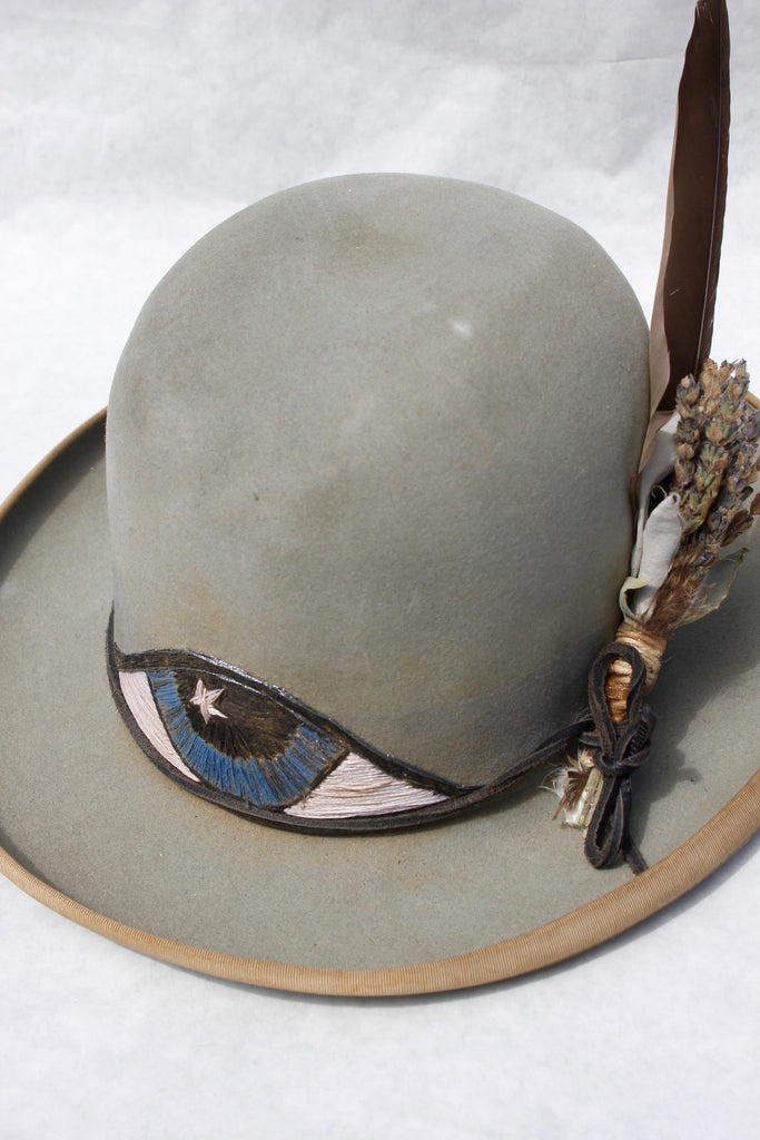Original Custom Order "Eye-Conic" Hand Embroidered Lone Hawk Hat