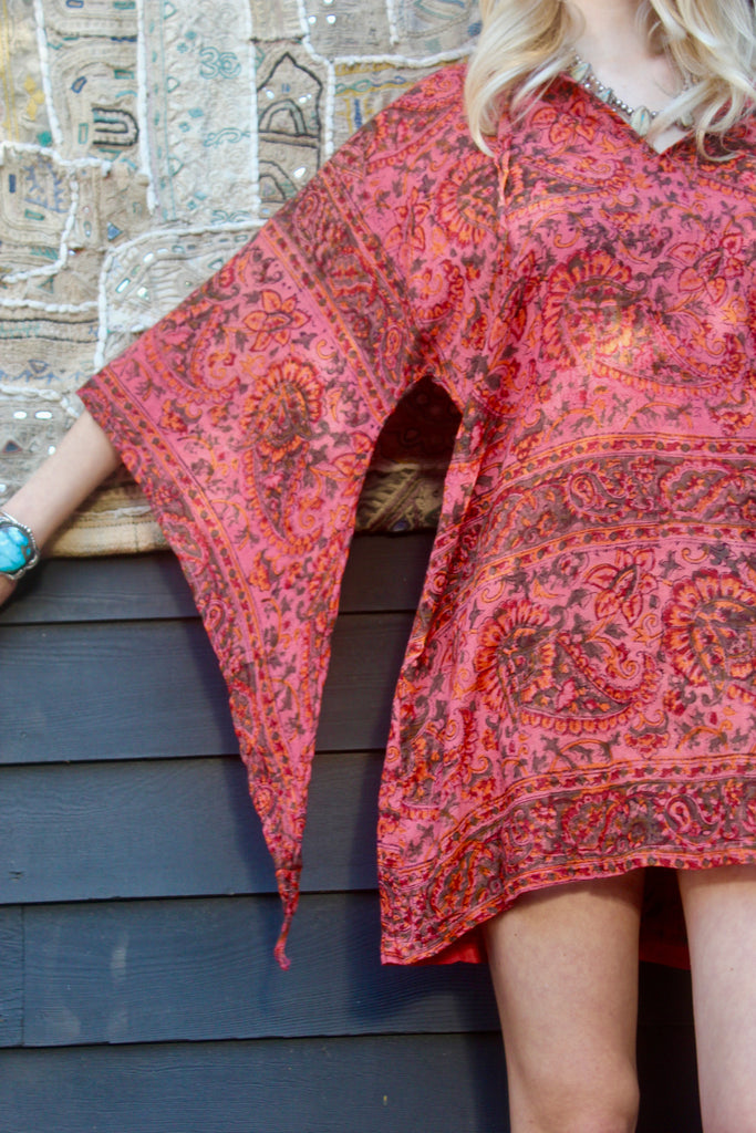 1970s Handwoven Indian Block Print Tunic Size Medium