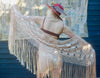 Antique "Boho Queen"  1920s EraSilk Ribbon Shawl with Long Fringe