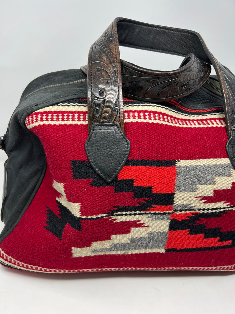 Antique Handwoven Chimayo Honeywood Overnighter Bag