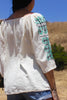1970s Natural Gauzy Cotton Hand Embroidered Folk Peasant Blouse