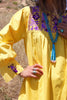 Lemon Yellow Mexican Hand Embroidered Tunic Dress